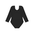thumbnail image 4 of HULIJA Fleece-Lined Dance Leotard Solid Color Long Sleeve Ballet Gymnastics Bodysuit for Kids Girls Black 160, 4 of 7