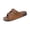 Brown, variant on Studded Double Buckle Cork Slide Sandals, Leather Flat Sandals for Women 2026 Cork Footbed Womens Sandals With Memory Foam and Arch Support Vacation Essentials Slides for Women Footwear, Black 6