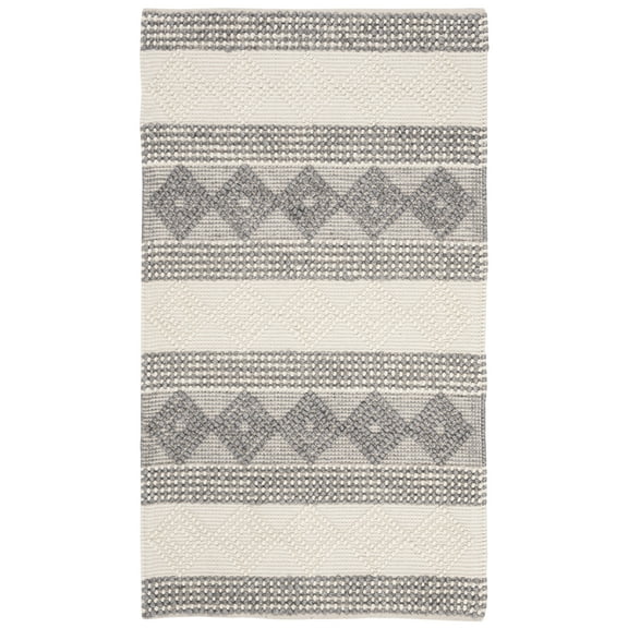 SAFAVIEH Natura Tamsen Geometric Striped Area Rug, Grey/Ivory, 2' x 3'