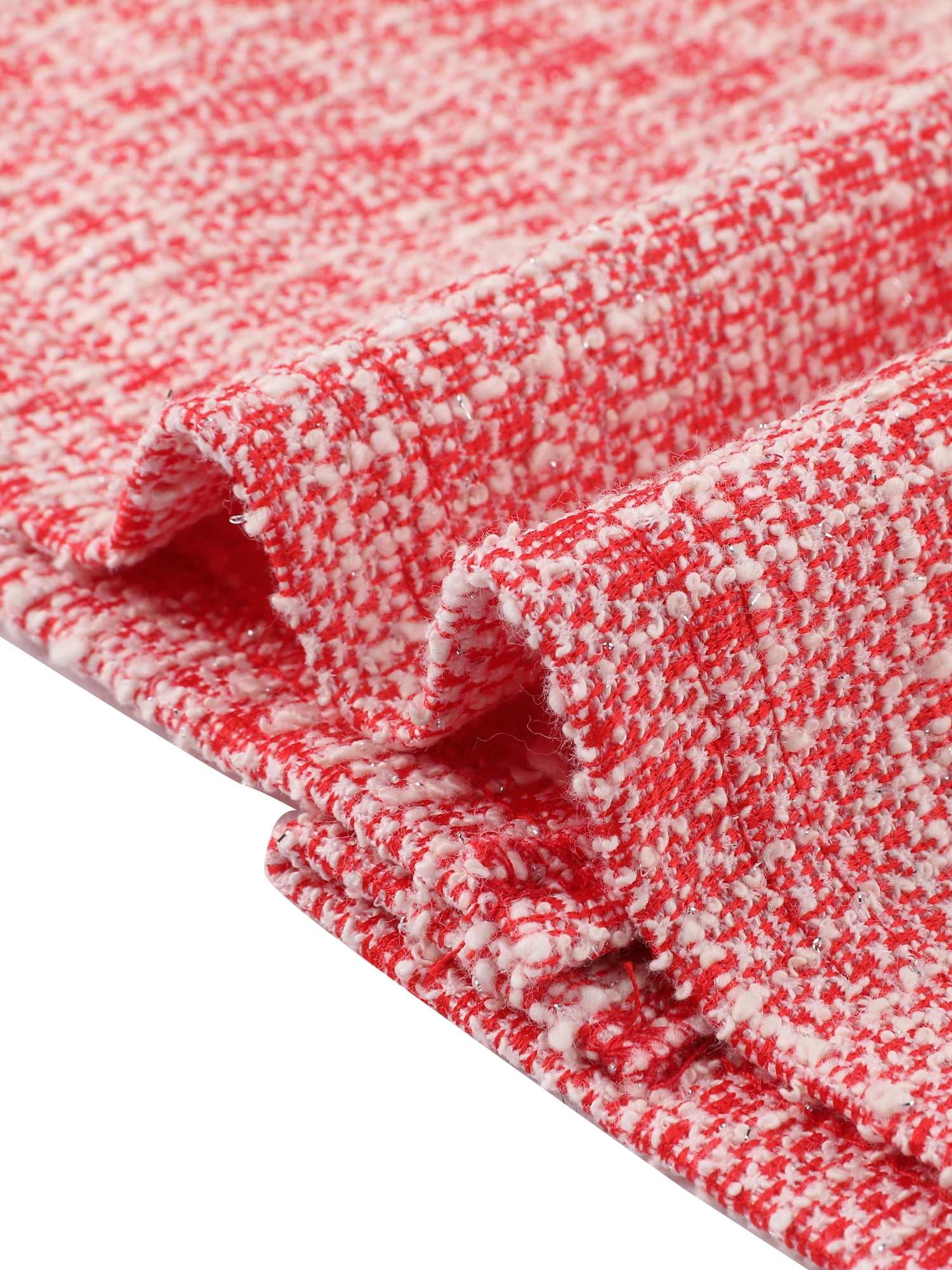 DARING DIVA Women's Tweed High Waist Plaid Pencil Skirts M Red