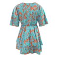 thumbnail image 4 of Women‘s Floral Print Mini Dress Pleated V Neck Drawstring Elastic Waist Ruffle Layered Mini Dress, 4 of 5