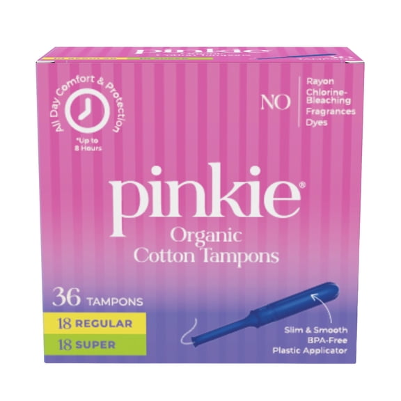 Pinkie Organic Cotton Multipack Tampons, Regular/Super (36 Count)