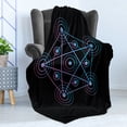 thumbnail image 4 of Pentacle Soft Flannel Fleece Throw Blanket, Line Art Style Gradient Colorful Elements of Geometry Star, Cozy Plush for Indoor and Outdoor Use, 70" x 90", Black Blue and Pink, by Ambesonne, 4 of 5