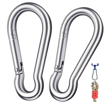 Carabiner Clip Spring Snap Hooks - Stainless Steel Spring Clip Hook, Heavy Duty Carabiner Clips for Key Chains, Dog Leash, Flag Pole, Swing, Hammock, Outdoor Camping, Fishing, Hiking (3.15inch - 2pcs)