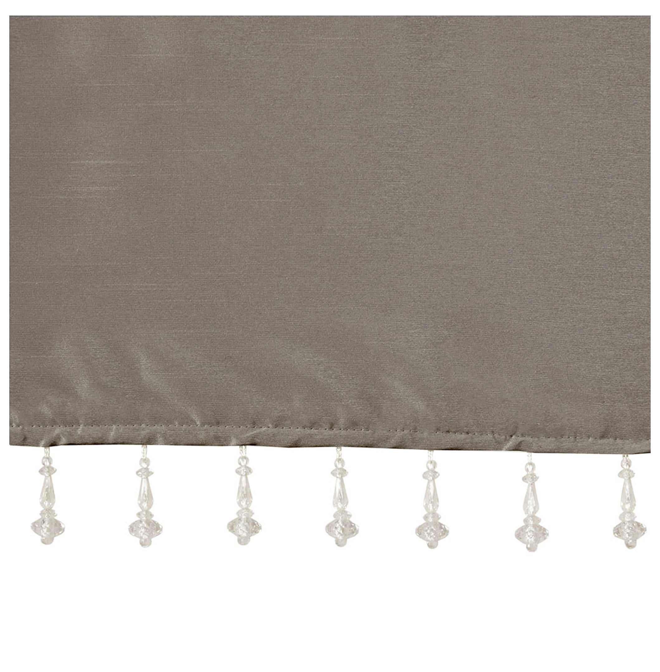 Lightweight Faux Silk Valance With Beads Pewter 50x26"