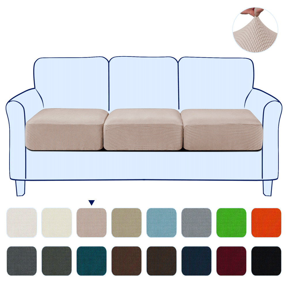 Subrtex Stretch Soft Textured Grid Box Cushion Loveseat Sofa Cushion