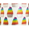 Pack of 1, Rainbow Cupcakes Wrapping Paper 30" x 833', Full Ream Roll for Celebration, Party, Holiday, Birthday and Events, Made in USA