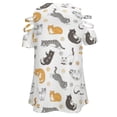thumbnail image 5 of Funny Cartoon Cute Cat Red Orange Gray Womens Summer V Neck Zipper Top Short Sleeve T Shirt Off Shoulder Top Casual Classy Loose Shirts, 5 of 7