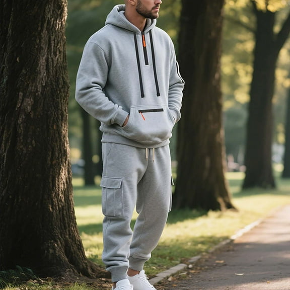 Vetsdori Mens Sweat Suits 2 Piece Set with Hoodie,Tracksuits 2pcs Sets Mens,Loungewear Casual Workout Outfits Sports Athletic Gym Pocket Lightweight 1/4 Zipper,Hooded Sweatshirts and Joggings for Men