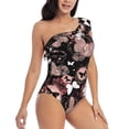 thumbnail image 3 of Pofeuu Butterfly Print Women's One Piece Swimsuits One Shoulder Swimwear Asymmetric Ruffle Monokinis Bathing Suits-Small, 3 of 6