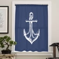 thumbnail image 4 of Navy Blue Anchor Semi Sheer Curtains Drapes for Living Room, Bedroom, French Doors Window 72 Inches Long, Coastal Nautical Marine Minimalist Rod Pocket Chiffon Curtain Drapery Voile Draperies Panel, 4 of 6