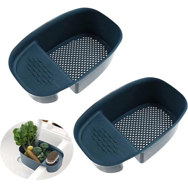 KAIYANG piezas de cubo de basura para fregadero y verduras de cocina, escurridor, esponja de jabón (azul)