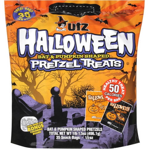 Utz Bat & Pumpkin Shaped Halloween Pretzel Treats, 0.5 Oz., 35 Count