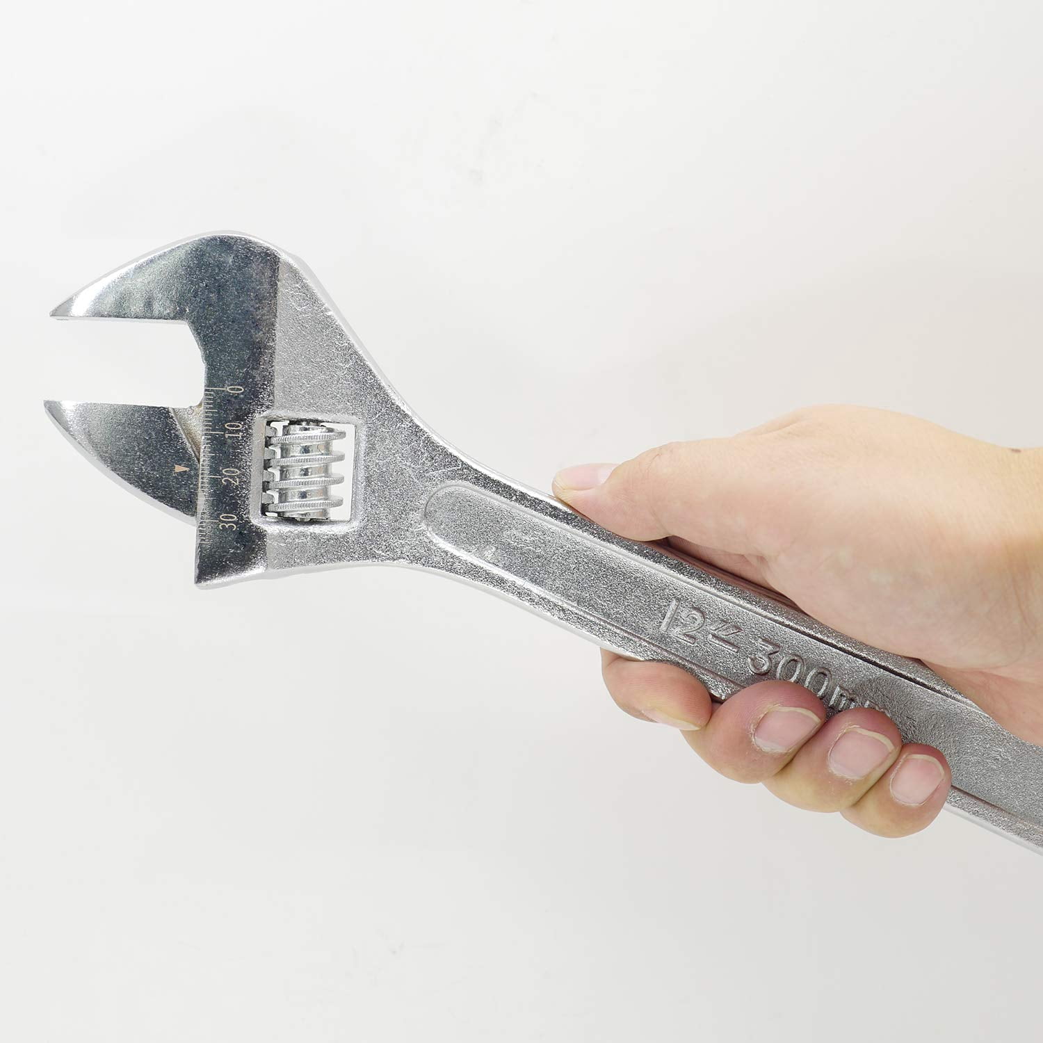 MKEUDQ-10 Inch Silver Adjustable Wrench, 30mm Wide Jaw Opening, Drop Forged Steel Heat Treated Chrome-plated, Professional Garage DIY Classic Proto Tools