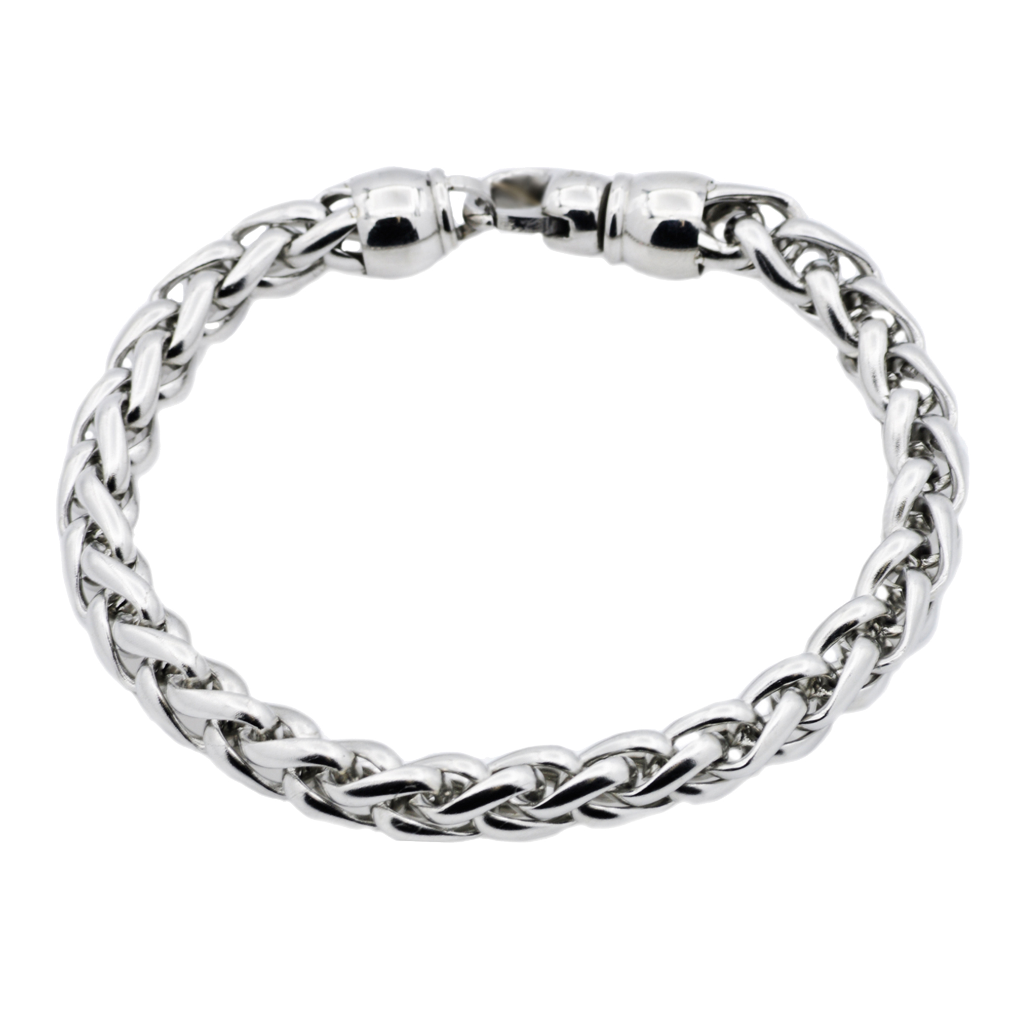Mens Stainless Steel Wheat Link Chain Bracelet