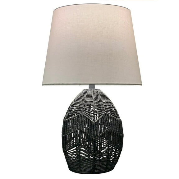 Dainolite 1 Light Table Lamp in Black w/ Beige Shade