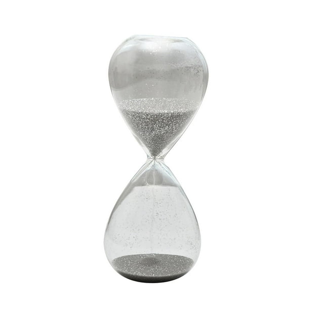 Reloj de arena de cristal de 30 minutos para decoración de mesa, temporizador de escritorio, temporizador de arena decorativo para Gris Argenta