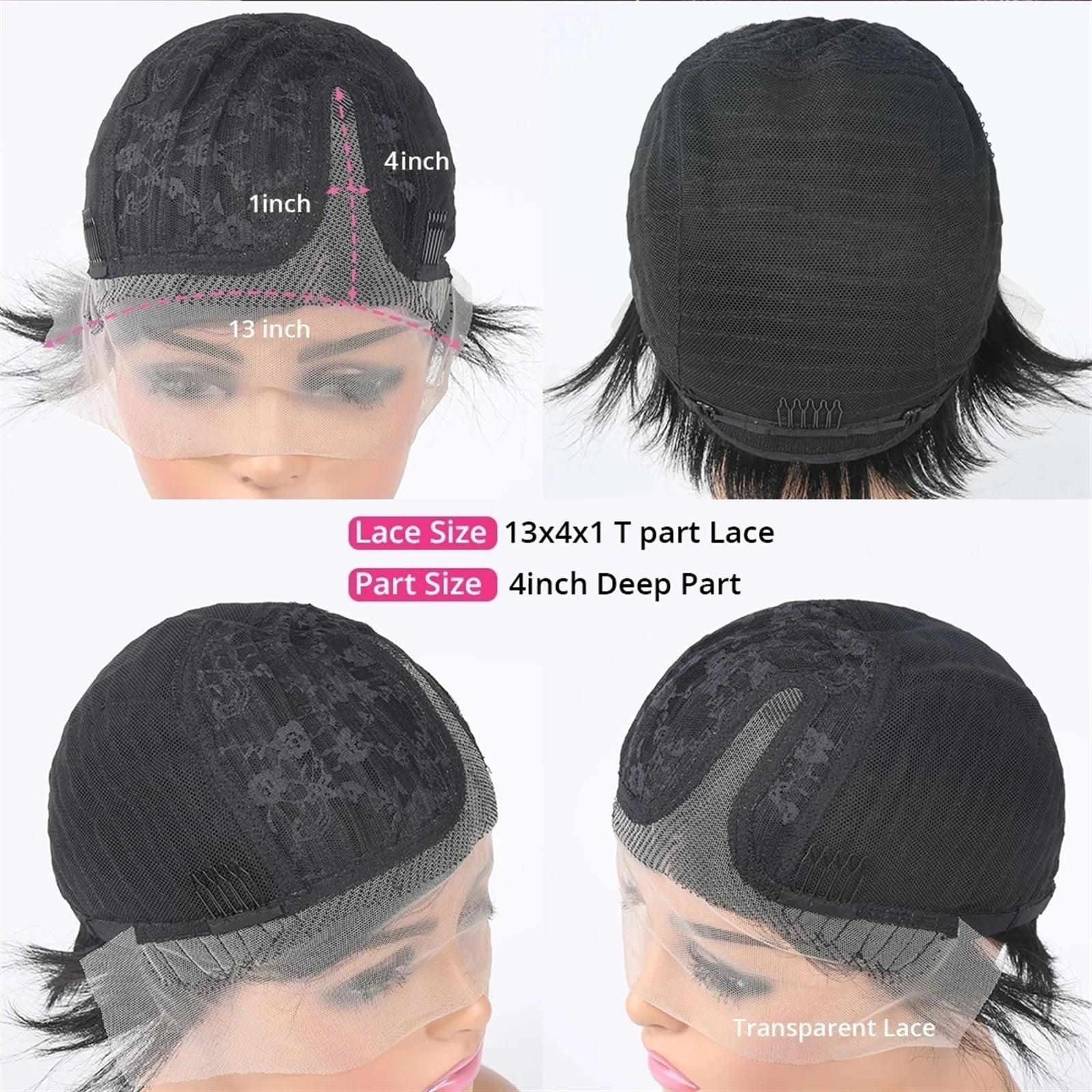 Short Pixie Cut Wigs 13×4×1 Lace Frontal Wig for Women Brazilian Human Hair Short Straight T Part Transparent Lace Front Wig