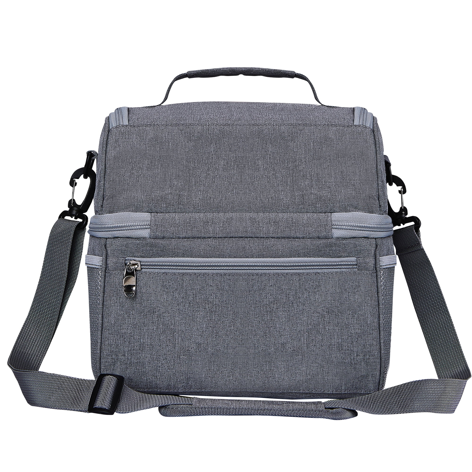 COUTUDI 14L Large Insulated Lunch Bag for Men Women Adult Reusable Leakproof Tote Cooler Lunch Bag for Office Work Double Deck with Shoulder Straps （Grey）