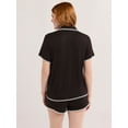 thumbnail image 4 of Joyspun Women’s Short Sleeve Notch Top and Shorts Pajama Set with Blanket Stitching, Sizes XS-3X, 4 of 5