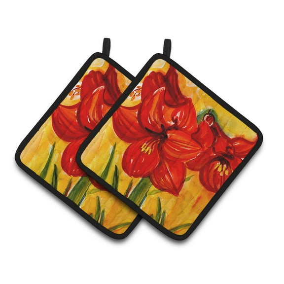 Flower - Amaryllis Pair of Pot Holders