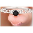 thumbnail image 4 of Rosec Jewels Black Spinel Promise Ring with Diamond Side Stones (0.50 CT, AAA Grade), 14K White Gold, US 3.00, 4 of 8
