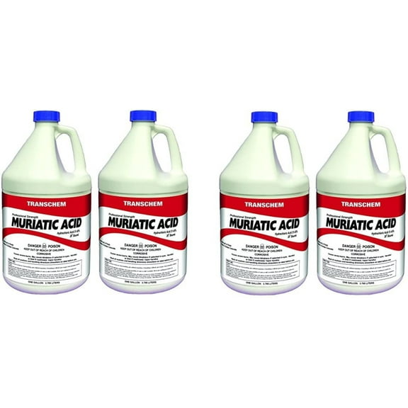 Sunbelt Chemicals Easy to Use Muriatic Acid Pool Chemicals, 1 Gal, (4 Pack)