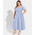 thumbnail image 4 of CASSIE LIZ Plus Size Womens Dresses 2X Square Neck Plaid Maxi Dress Curvy Silhouette with Pockets Summer Spring Party Beach Holiday Dress 2XL 18W 20W, 4 of 10
