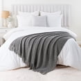 thumbnail image 2 of Battilo Dark Grey Throw Blanket for Sofa,Textured Solid Grey Blanket Throw,Knitted Bed Throw,50"x60", 2 of 8