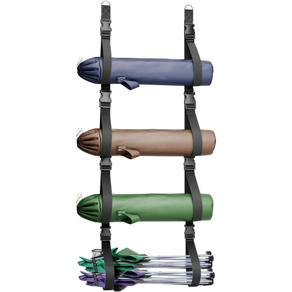 Camping Chair Wall Storage for Garage, Adjustable Garage Wall Storage Straps Wall Mounted with Quick Release Buckles, Hanging Garage Organization System Rack Holds More Beach Chairs, Umbrellas