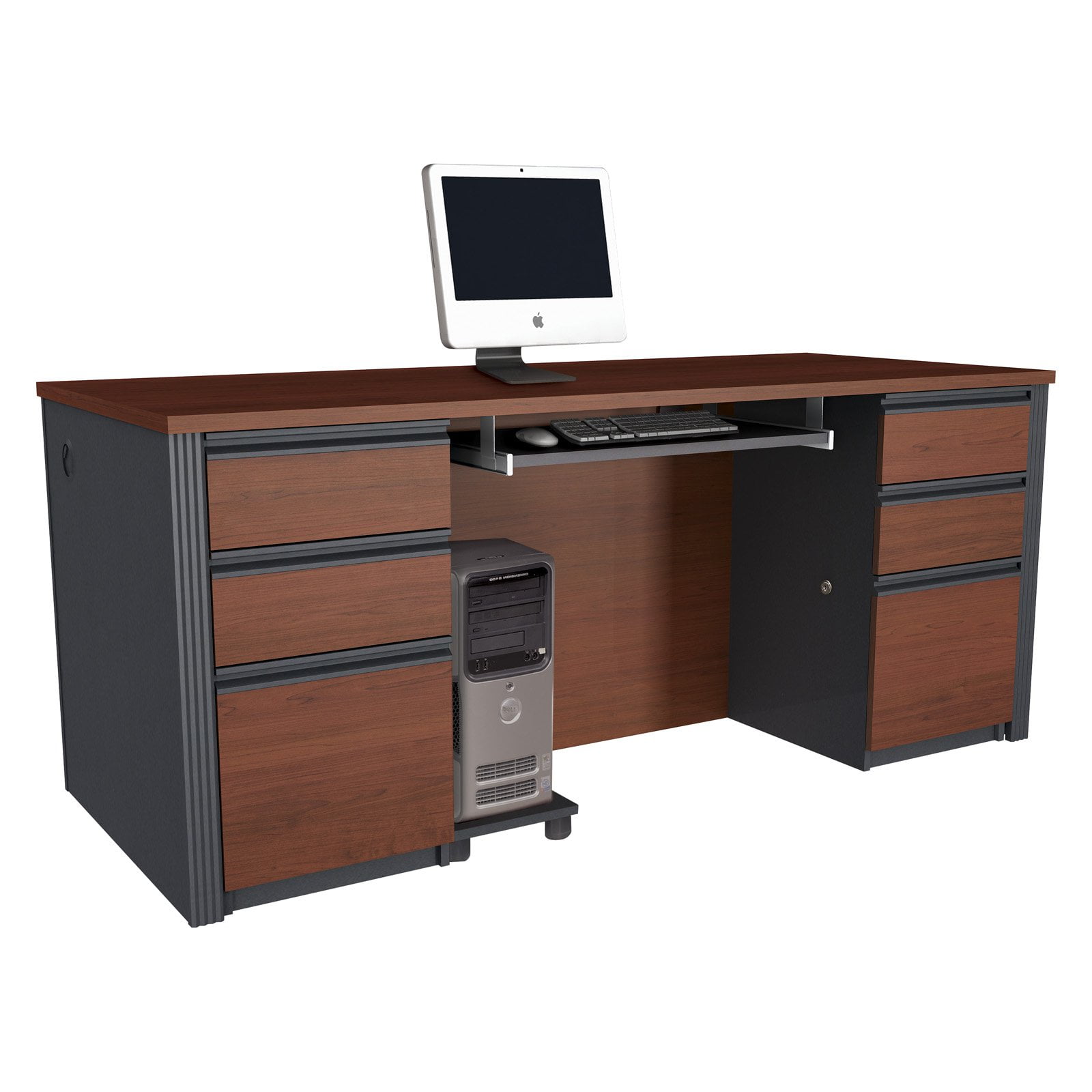 Bestar Prestige Plus Double Pedestal Computer Desk Bordeaux Bestar Prestige Plus Double Pedestal Computer Desk Bordeaux Com