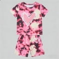 thumbnail image 2 of RMGVDSD Girls Clothes 2 Piece Set Summer Outfits Heart Print T-Shirt Crewneck Short Sleeve Tops And Shorts Casual Playwear For Toddler And Kids 2-3 Years, 2 of 3