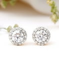 thumbnail image 3 of Rosec Jewels 1 CT Moissanite Halo Stud Earrings for Women, 14K White Gold, 3 of 8