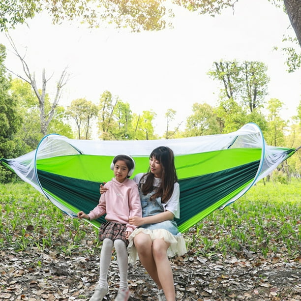 CAROOTU Netted Hammock Portable Lock Mesh Outdoor Swing Breathable Foldable Double Bed for Indoor Camping Traveling