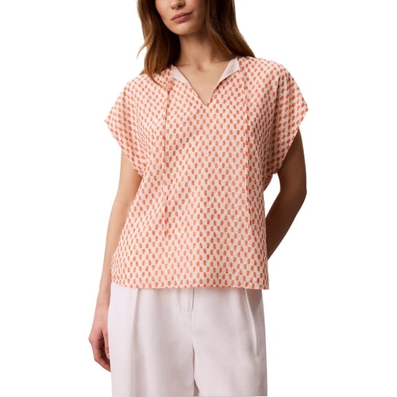 Calvin Klein womens Tie Neck Top, s