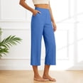 thumbnail image 2 of SONXAHE Solid Linen Capri Pants Womens Relaxed Cropped Fit Casual Summer Everyday Bottoms, 2 of 5