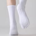 thumbnail image 3 of 6 Pairs Toe Socks For Men Cotton Athletic Running with Massage Grips Toe Socks for Women, White, 3 of 8