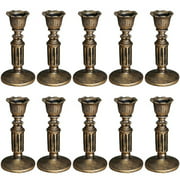 Sziqiqi Rustic Candle Holder Vintage Bronze Candlestick Holder for Wedding Mantle Firplace Table Decor Set of 10