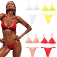 thumbnail image 1 of KYAIGUO Women Beach Bikini Set Two Piece Swimsuit Triangle Bathing Suits Double Shoulder Straps Bikini Set Solid Color Swimwear, 1 of 9