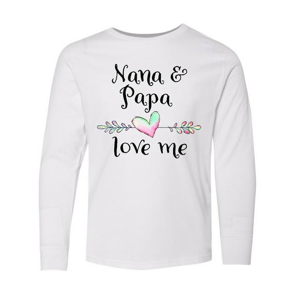 Inktastic Nana and Papa Love Me- Heart Grandchild Long Sleeve Youth T-Shirt