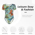 thumbnail image 4 of Fotbe Retro Seamless Flying Butterflies Body de Mujer con Cuello Redondo y Mangas Cortas, Sin Mangas Ajustado, Suave, Cómodo y Básico-X-Large, 4 of 7