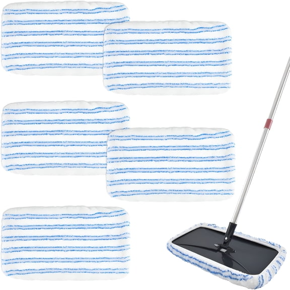 ACDANC 5 Pack Mop Heads Replacements for Hardwood Floor Microfiber Mops,Terry Cloth Mops Refills 15 X 8 Flat Dust Mop Pads,Washable&Reusable Mopping Pads