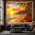 thumbnail image 6 of Tropical Beach Sunset with Palms and Hibiscus Serene Digital Art for Ocean Lovers Nature Inspired Decor Housewarming Gift Tapestry Wall Hanging for Bedroom and Living Room, 6 of 7
