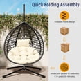 thumbnail image 6 of Jopath Hanging Egg Chair with Stand, Sturdy Hammock Chair with Rattan Weaving, Swing chairs with Soft Removable Cushion for Balcony Bedroom Garden Black+Beige, 6 of 9