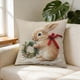 thumbnail image 5 of Funda de almohada de Pascua 17,7x17,7 pulgadas | Funda decorativa de cojín con estampado de conejos adorables | Material de la bandada blanda | Beige Rosa Amarillo | Cremallera invisible extraíble |, 5 of 6