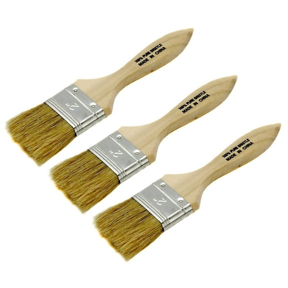 Chef Craft 2" Wide Natural Bristles Basting / Pastry Brush with Wooden Handle 3 Pack