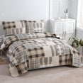 thumbnail image 7 of Smuge 3 Piece Quilt Set Queen/Full Size Bedspread Coverlet Plaid Patchwork Bedding Reversible Quilt Microfibers Coverlet Lightweight Bedding Grey Beige, 7 of 7
