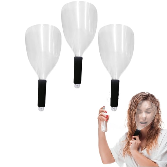 RAGUPEL 3Pcs Face Shield for Hairspray,Plastic Barber Face Shield,Handheld Hairspray Face Shields,Reusable Face Protective Cover for Hairdressing Hair Stylist Cutting Dust Makeup Protector(Clear)