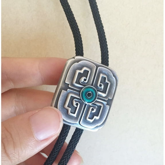 Vintage Silver Plated Lucky Cross Knot Bolo Tie Necklace