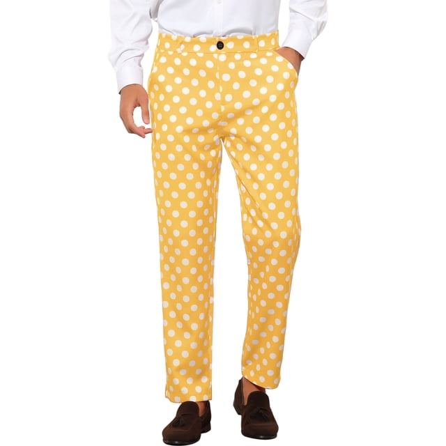 Pantalones de vestir impresos con lunares INSPIRE CHIC para hombres, ajuste regular 34 Amarillo